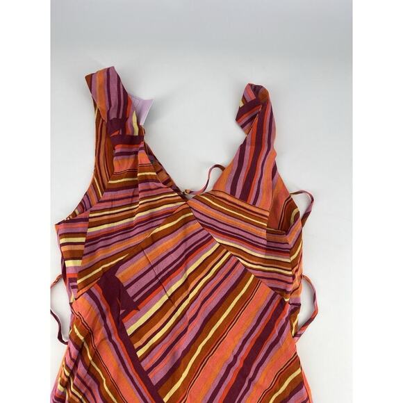 Wild Fable Women's Funky Print Orange Pink Stripe Dress Extra Small Retro New - Picture 10 of 10